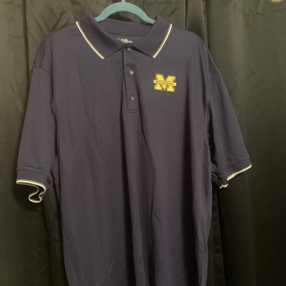 University of Michigan PGA Tour Vintage Men’s Short Sleeve Golf Polo Size XL